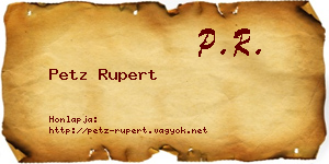 Petz Rupert névjegykártya